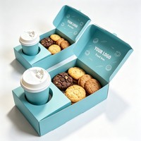 Boîte à gâteaux personnalisée en papier alimentaire avec gobelet à café, biodégradable, rectangulaire, pliable, pour emporter des gâteaux sucrés