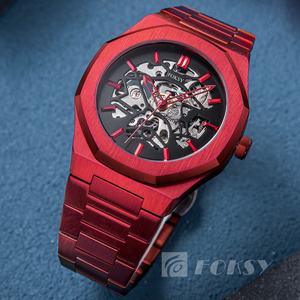 Montre pour hommes avec logo de marque personnalisé de haute qualité, mouvement automatique, eau 5ATM, montre <span class=keywords><strong>mécanique</strong></span> creuse à la mode pour hommes - Product Image 1