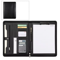 Portafolio Multifuncional A4 Personalizado de Cuero PU con Calculadora y Cierre, con Logotipo Personalizado