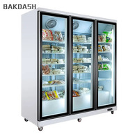 Vitrine verticale de supermarché pour aliments carnés et surgelés Réfrigérateur avec portes en verre pour aliments surgelés
