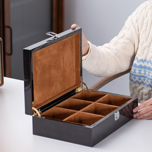 Tùy chỉnh khắc hộp xì gà sang trọng cho nam giới, điều hành Quà Tặng gỗ rắn Humidor với khóa bằng đồng, cao cấp hiện tại của công ty - Product Image 2