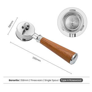 Barsetto 58MM Single Dual Spouts 3 Ears Custom Handle Espresso Coffee Portafilter - Product Image 6