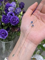 Bijoux en or 18 carats à la mode minimaliste 1.5CT Bracelet en saphir naturel taille ovale pour femmes filles bijoux anniversaire/cadeau de noël