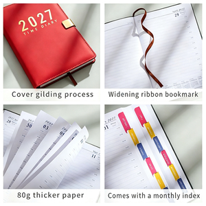 Agenda 2027 <span class=keywords><strong>en</strong></span> cuir PU de qualité supérieure avec boucle métallique audacieuse, surpiqûres contrastées et carnet de planification d'affaires haute capacité - Product Image 5