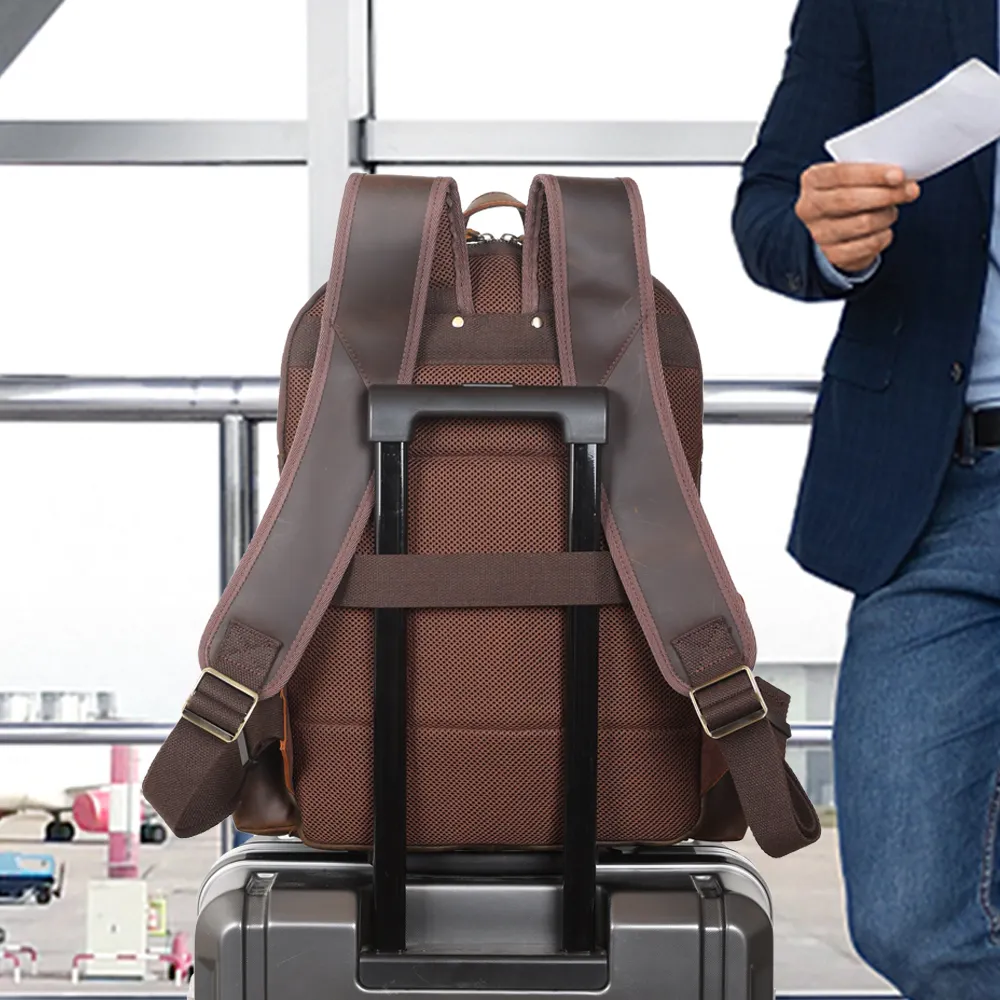 Лидер продаж от производителя, оптовая продажа, мужская коричневая винтажная сумка-рюкзак из натуральной коровьей кожи для ноутбука