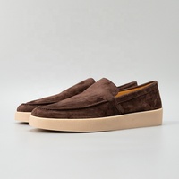 Mocassins en daim de mouton uni haut de gamme pour hommes, faits à la main, tendance, élégants, avec semelle extérieure en caoutchouc pour le business