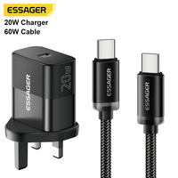 Chargeur USB Type C ESSAGER 20W, adaptateur de charge rapide pour téléphone, chargeurs et câbles pour iPhone avec boîte