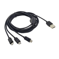 Câble de charge micro USB tressé 3M 1 à 3, charge rapide 5A pour téléphone, tablette, imprimante, ordinateur, lecteur de codes-barres