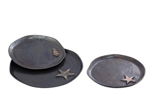 Juego de bandejas decorativas de metal, bandejas redondas con diseño de estrella para servir alimentos, uso en el hogar, cocina y hotel - Product Image 5