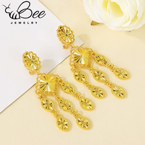 Ensemble de bijoux hawaïens plaqué or 24 carats, imperméable, de bonne qualité, luxe, collier et boucles d'oreilles de Dubaï pour mariage traditionnel - Product Image 5