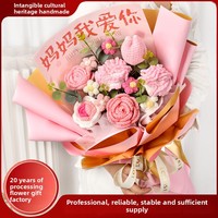 Hadiah Ulang Tahun Benang Wol Karangan Bunga Anyelir Bunga Matahari Buatan Tangan Rajutan Replika Seperti Asli Besar Kecil Suvenir