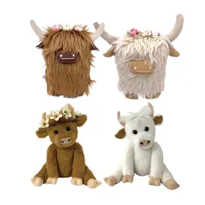 Mode Highland Koe Zacht Pluche Schattige Yak Pop Schotse Highland Koe Knuffel Custom Fluffy Highland Koe Knuffel Dier Plushie