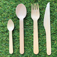 Couteau à steak en bois de bouleau naturel biodégradable de haute qualité, 6,3 pouces (16 cm), écologique, jetable, pour le camping