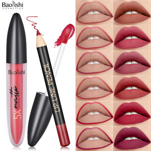 <span class=keywords><strong>BAOLISHI</strong></span> Venta de fábrica 2 en 1 Copa antiadherente Lápiz labial Delineador de labios Impermeable y sin decoloración Brillo de labios mate Juego de lápiz labial mate - Product Image 2