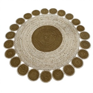 Bohemian Braided <b>Jute</b> Area <b>Rug</b> Handmade Natural Eco Friendly Washable Rustic Circular Carpet Floor Mat Home Living Room Bedroom - Product Image 3