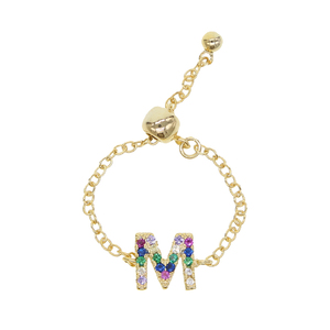 Tiny Chain Custom Made Alphabet <strong>Rings</strong> A-Z Initial <strong>Name</strong> <strong>Ring</strong> Charm Jewelry New Adjust <strong>Ring</strong> for Girl Women Rainbow Jewelry - Product Image 6