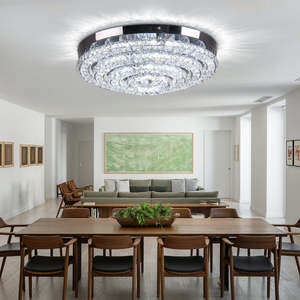 Lámpara de araña de techo inteligente LED con anillo redondo montado en superficie regulable moderna, accesorios de lujo para sala de estar - Product Image 5