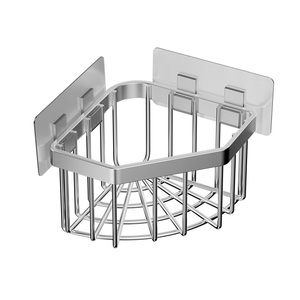 Panier de rangement mural en acier inoxydable pour éponge d'évier de cuisine moderne, écologique, sans perçage, pour hôtel, avec drain - Product Image 1