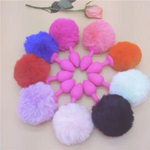 Rosa Silikon <span class=keywords><strong>Anal</strong></span> Plug Haarige Ball Hinterhof Spielzeug Sexspielzeug <span class=keywords><strong>Anal</strong></span> Plug Massage - Product Image 1