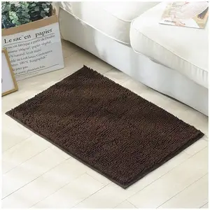 Chenille Bathroom Rug Mat Extra Soft Non-Slip Absorbent Shaggy Rug Machine Washable Quick Dry Bathmat