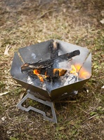 Barbecue pliable en acier inoxydable pour le camping en plein air, poêle à bois personnalisée avec support pour feu de camp, barbecue au charbon de bois, foyer portable