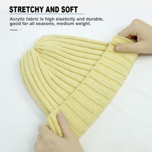 Bonnet de <span class=keywords><strong>neige</strong></span> personnalisé acrylique à revers côtes tricot <span class=keywords><strong>pas</strong></span> <span class=keywords><strong>cher</strong></span> avec en vrac blanc tricot femmes Fishmen Rasta Logo broderie Bonnet chapeau - Product Image 3