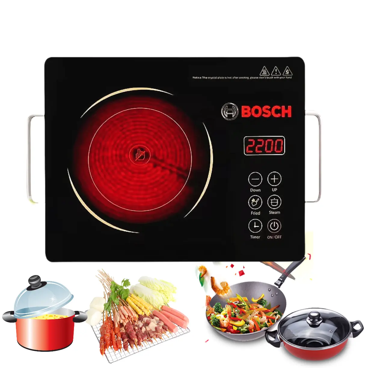 Promotion Household Electric Cooktop Sensor Touch 2200w Induction Cooker Infrared Stove For Kitchen Cooking With EU/UK plug