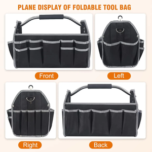 Heavy Duty Storage Bags Large Capacity 26 Pockets Open Top Steel Handle <b>Electrician</b> Equipment <b>Tool</b> Bag Organizer - Product Image 5