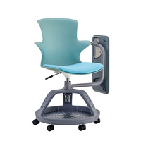 Chaise d'Étudiant pour Salle de Classe, Chaise de Formation en PP avec Roulettes, Chaise de Bureau avec Tablette d'Écriture