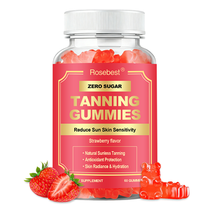 Individuelles Logo Natürlicher Erdbeergeschmack Beta-Carotin Lycopin und <span class=keywords><strong>Astaxanthin</strong></span> Selbstbräuner-Gummis Nahrungsergänzungsmittel für Strahlende Haut - Product Image 1