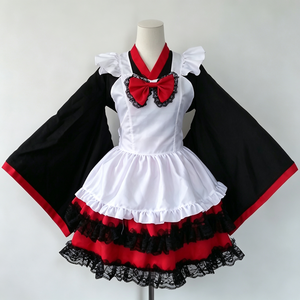 Vestido de cosplay gótico Lolita de mayoraña al por mayor, negro y rojo, <span class=keywords><strong>con</strong></span> mangas tipo <span class=keywords><strong>kimono</strong></span>, tallas personalizadas para Halloween y Comic <span class=keywords><strong>Con</strong></span> - Product Image 6
