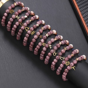 Braccialetto in <span class=keywords><strong>Pietra</strong></span> Naturale con 8 Pianeti <span class=keywords><strong>del</strong></span> Sistema Solare, 12 Segni Zodiacali, Charm Oroscopo, Galassia, Universo, Stile Boho Estetico, Gioielli da Donna - Product Image 2