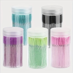 Herramientas Profesionales de Manicura y Maquillaje de Pestañas, Cepillo de Pestañas de Plástico con Mango de Cristal Colorido, 100 Piezas - Product Image 2
