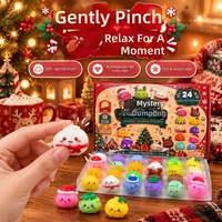 Nouveau Calendrier de l'Avent de Noël 24 Jours Boîte Mystère DIY Squishies en Caoutchouc Thermoplastique en Forme de Boulettes de Pâte à Cuire à la Vapeur, Déchirable et à Éclater