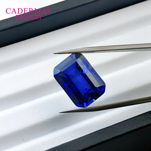 Cadermay Royal Blue Synthetic Sapphire Loose Stone Rectangle Cut For Jewelry Making - Product Image 1