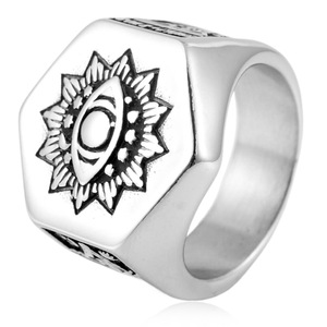 yunnique <b>Titanium</b> Steel Freemason Eye <b>Ring</b> Geometric Design Men's Punk Jewelry Gift 210177 - Product Image 1