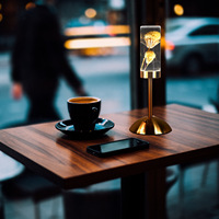 Nouvelle Lampe de Bureau LED en Acrylique avec Fleurs Préservées, Style Européen, Contrôle Tactile, Lumière Chaude Dimmable, Veilleuse pour Chambre