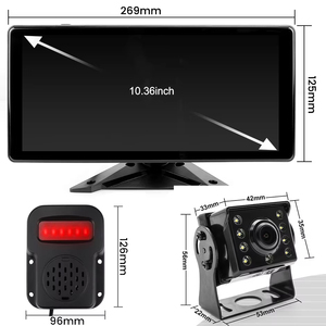 10.36 inch 4 kênh thông minh điểm mù Radar BSD báo động xe tải xe buýt Xe DVR Ghi màn hình với 4 cái AHD 1080p IR máy ảnh - Product Image 2