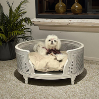 Lit pour chien et chat de petite taille, style célébrité internet, en rotin/osier écologique, canapé-lit, design solide, rétro, classique, avec coussin surélevé, type grotte en carton