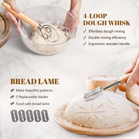 6 pièces outils de cuisson et équipement rotin pain Kit de cuisson Cutter brosse grattoir couteau à pain pâte aigre pain épreuvage panier ensemble