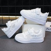 Chaussures blanches pour enfants, chaussures plates décontractées à la mode pour filles, chaussures de sport respirantes en mesh pour garçons