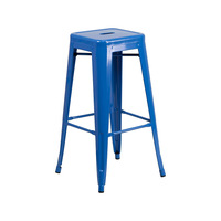 Tabouret de bar industriel en métal noir sans dossier, hauteur comptoir, modèle Toliix, pour café, bar, restaurant