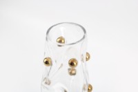 Vase en verre irrégulier minimaliste nordique avec accents de perles dorées, vase transparent moderne pour fleurs, décoration esthétique pour la maison