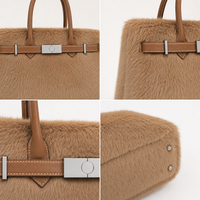 Sac à main fourrure d'hiver en cuir véritable à poils, avec poignée supérieure, pour femme, bandoulière longue, porté épaule ou croisé, marque privée