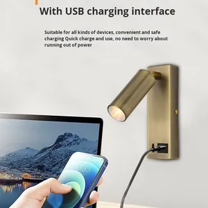 Lampe murale de chevet de <span class=keywords><strong>chambre</strong></span> d'hôtel en fer nordique avec chargeur USB, lumière de lecture ambiante à montage en surface - Product Image 4