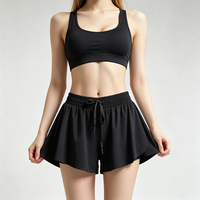 Jupe-short de tennis noire personnalisée taille mi-haute moulante respirante séchage rapide pour femme, idéale pour la course et le fitness
