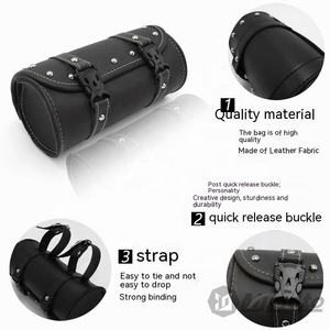 Nouveau sac de guidon de <span class=keywords><strong>moto</strong></span> <span class=keywords><strong>Vintage</strong></span> sac à outils de <span class=keywords><strong>moto</strong></span> en cuir PU noir universel pour sac de rangement de guidon de vélo de <span class=keywords><strong>moto</strong></span> - Product Image 3