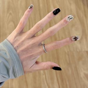 Bague ouverte texturée en argent pur S925 pour femmes, design luxueux et de niche, style cool personnalisé - Product Image 2