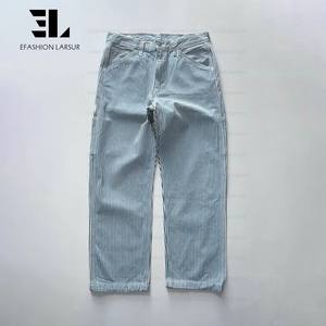 LARSUR Pantalon en denim à rayures indigo personnalisé d'usine en détresse délavé <span class=keywords><strong>Jean</strong></span> automobile Wabash Railway Railroad pour hommes - Product Image 1