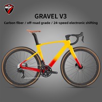 GRAVEL-V3 Sepeda Gravel Rangka Keras Serat Karbon dengan Penggantian Gigi Nirkabel 24-speed, Rem Cakram Ganda, dan Pengaturan Kabel Internal